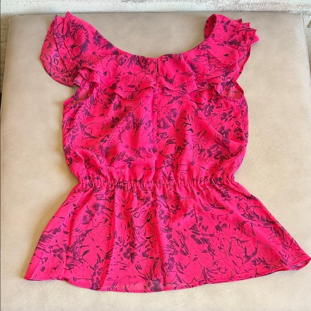 Express Pink Floral Ruffle Blouse - Picture 3 of 4